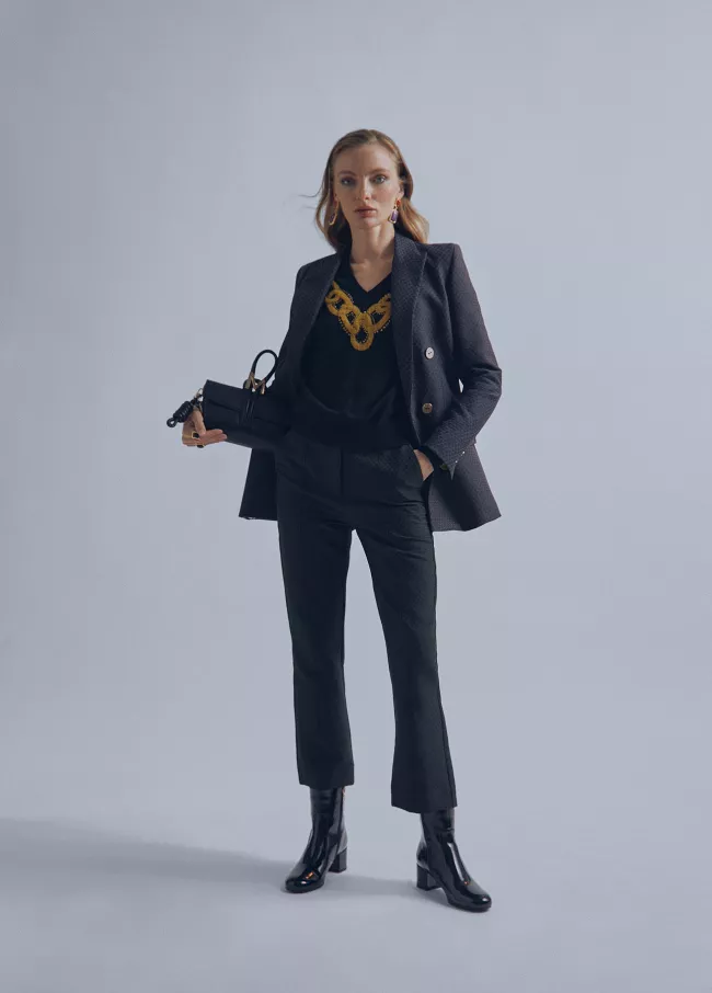 Stretch jacquard trousers