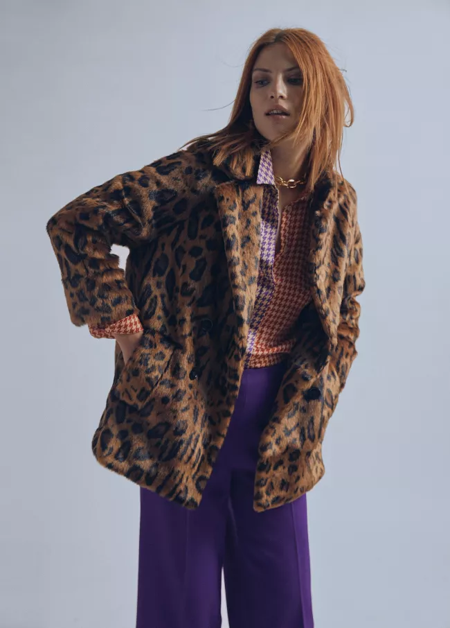 Veste fourrure imprimé animal