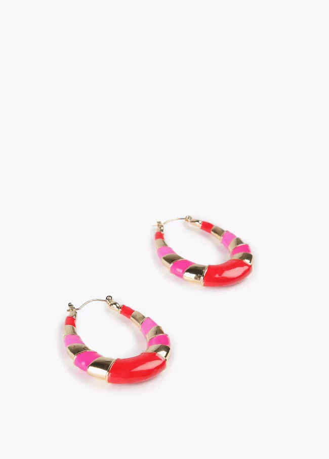 Boucles d’oreilles ovales bicolores