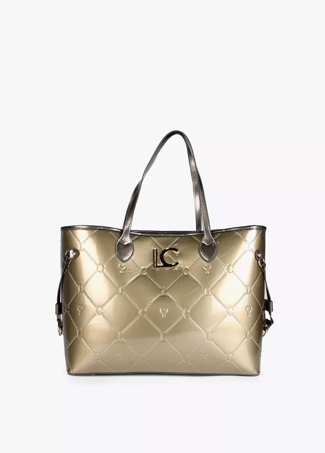 Patent leather tote bag