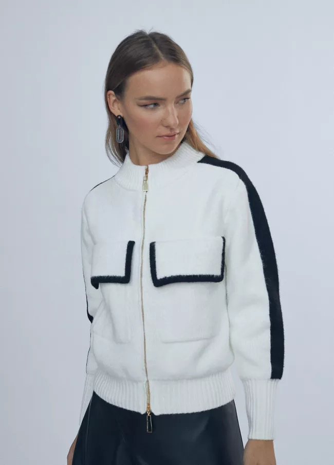 Cardigan with a zip pocket detail