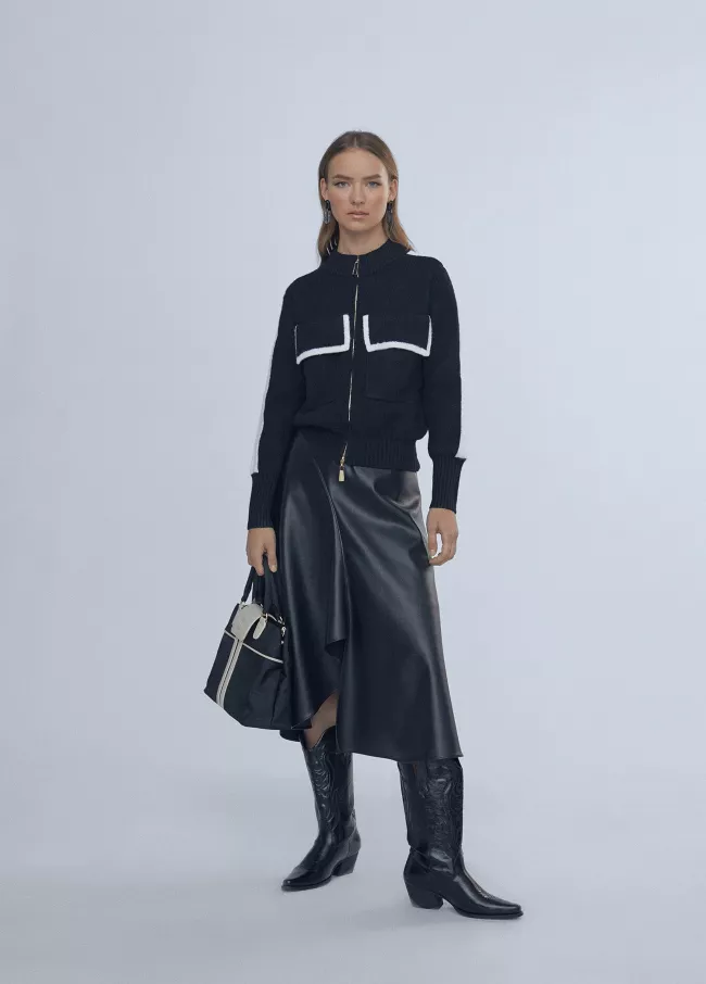 Cardigan mit Reißverschluss und Taschen-