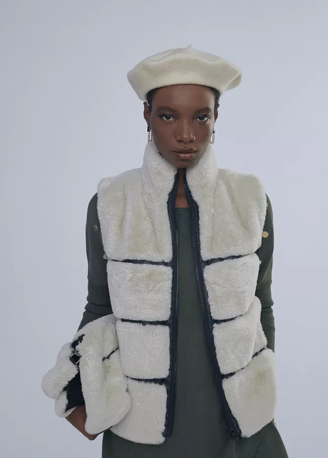 Veste sans manches fourrure