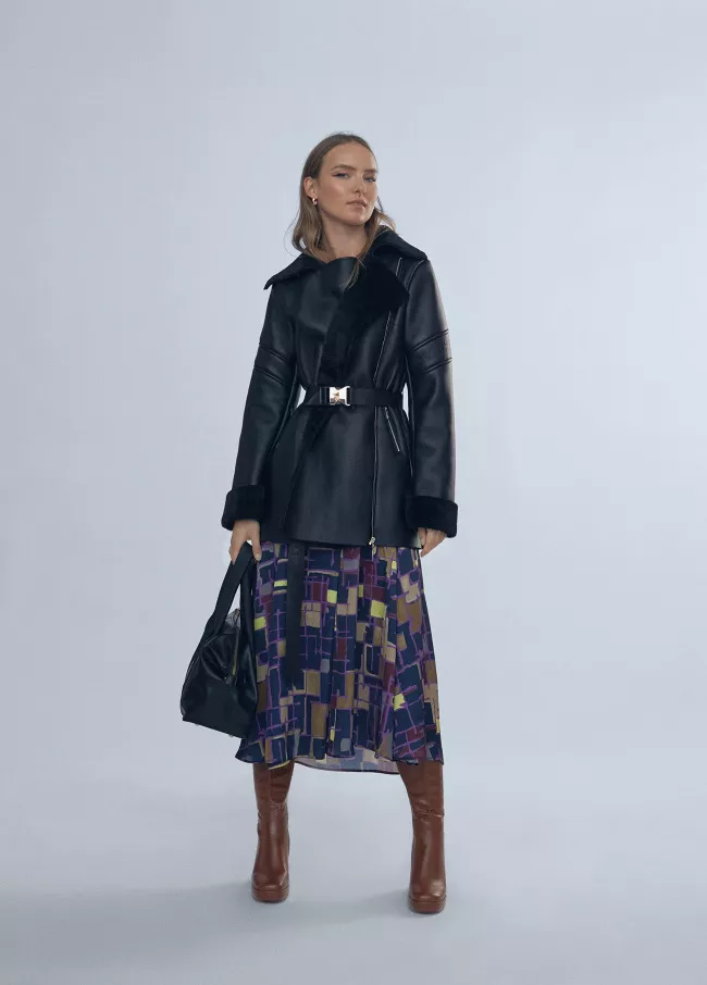 Manteau longueur midi similicuir