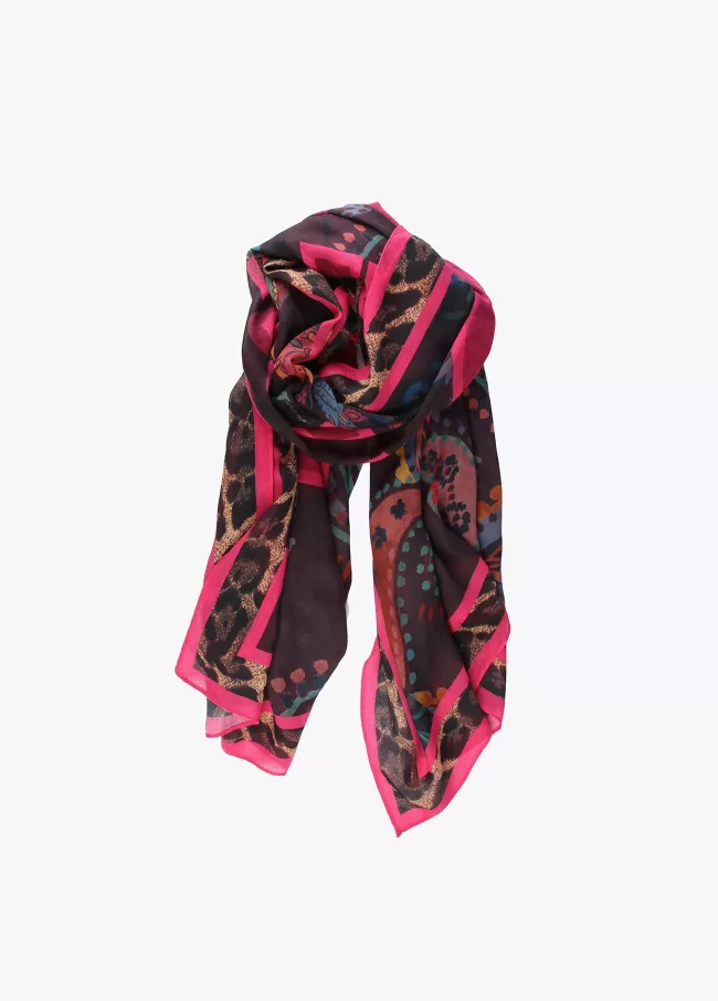 Echarpe estampado flor selvagem