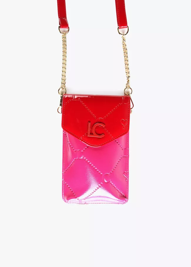 Mini patent leather mobile phone bag