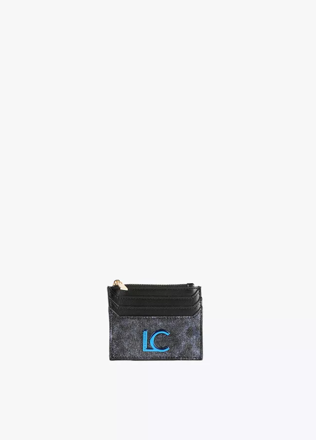 Metallic animal print card holder