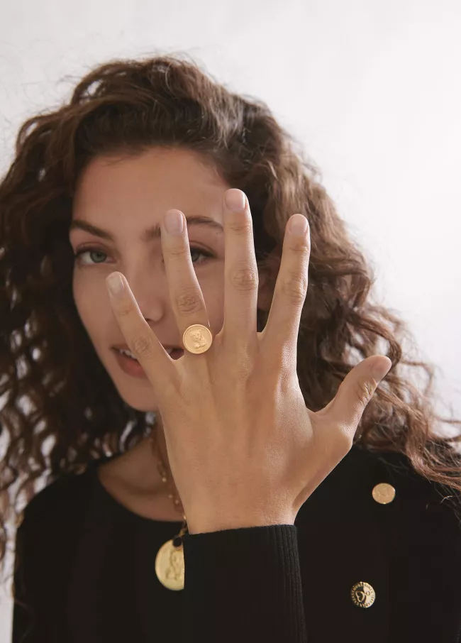 Bague sceau monnaie léopard