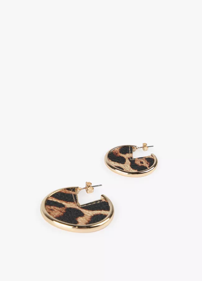 Faux leather hoop earrings