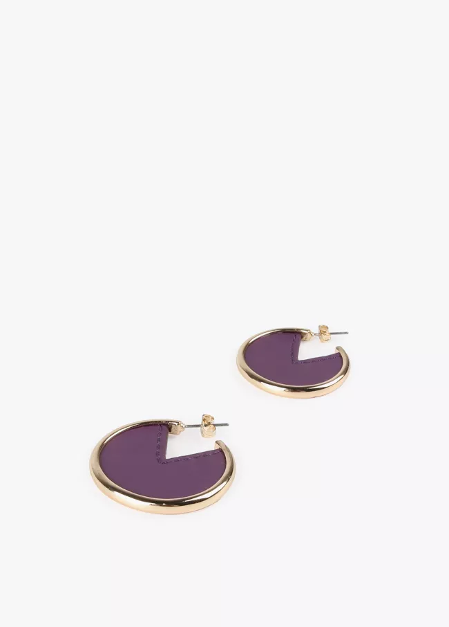 Faux leather hoop earrings