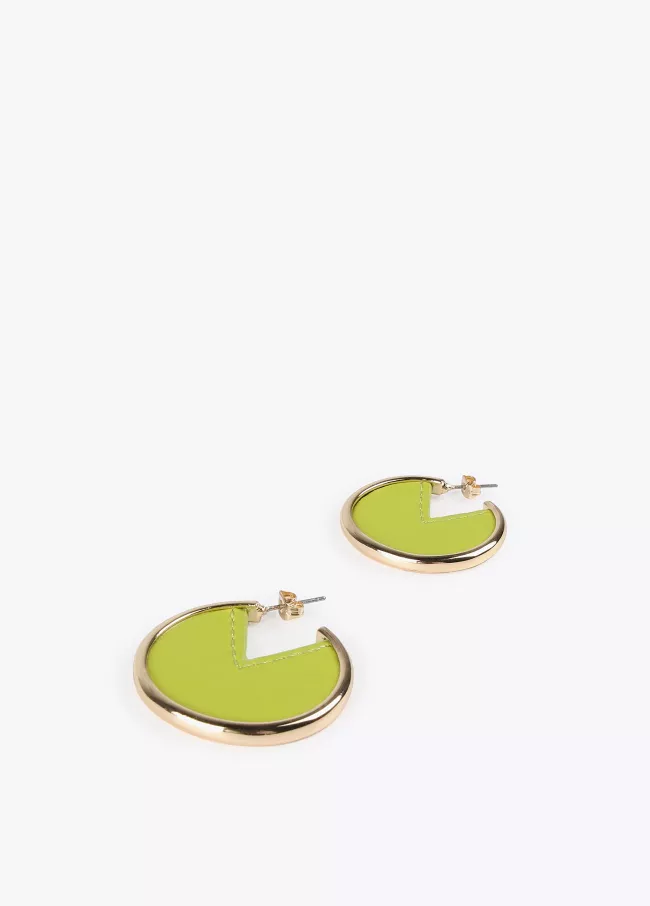 Faux leather hoop earrings