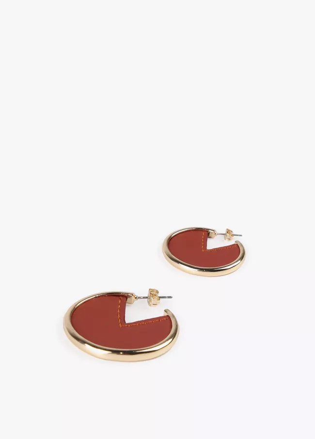 Faux leather hoop earrings