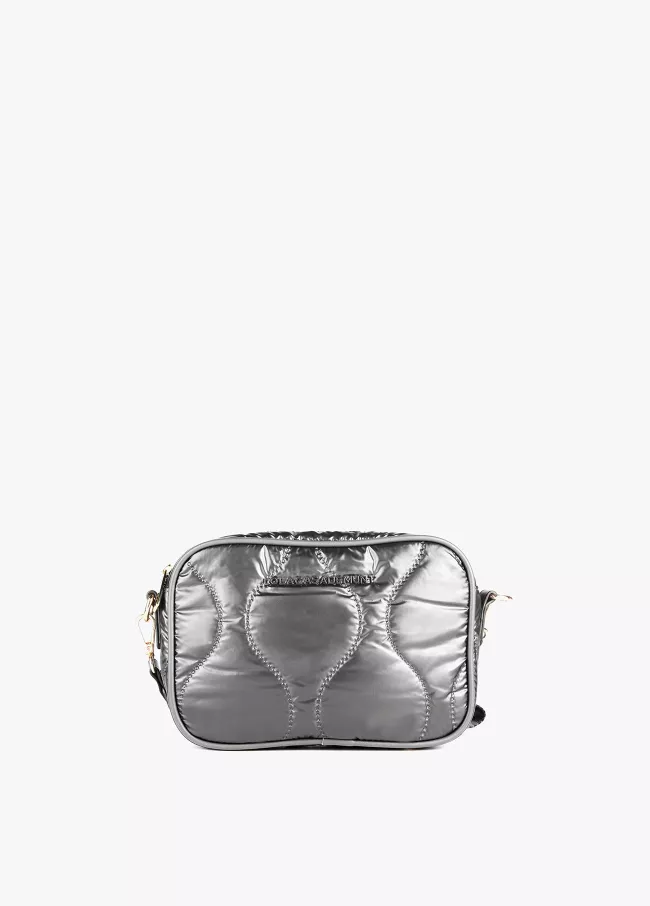 Quilted and metallic crossbody bag