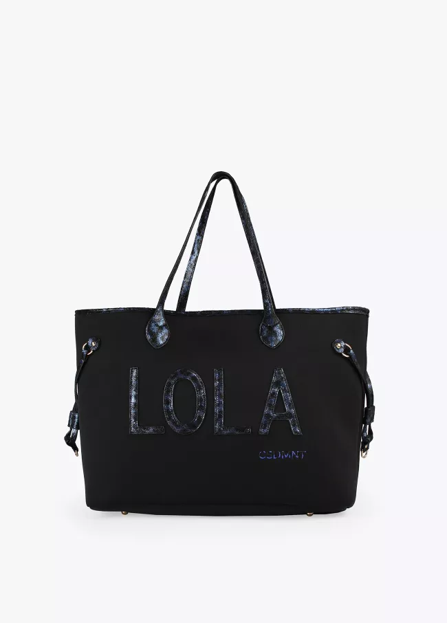 Shopper mit metallisiertem Animal Print