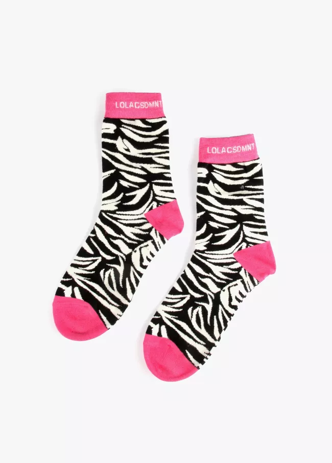 2er-Set unifarbene und Zebra-Socken