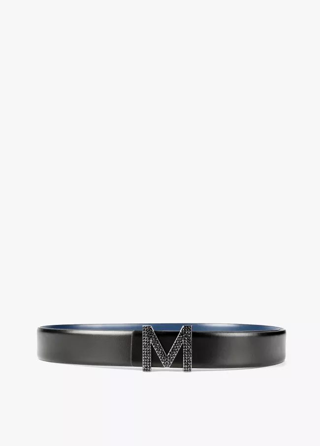 Reversible belt with crystals