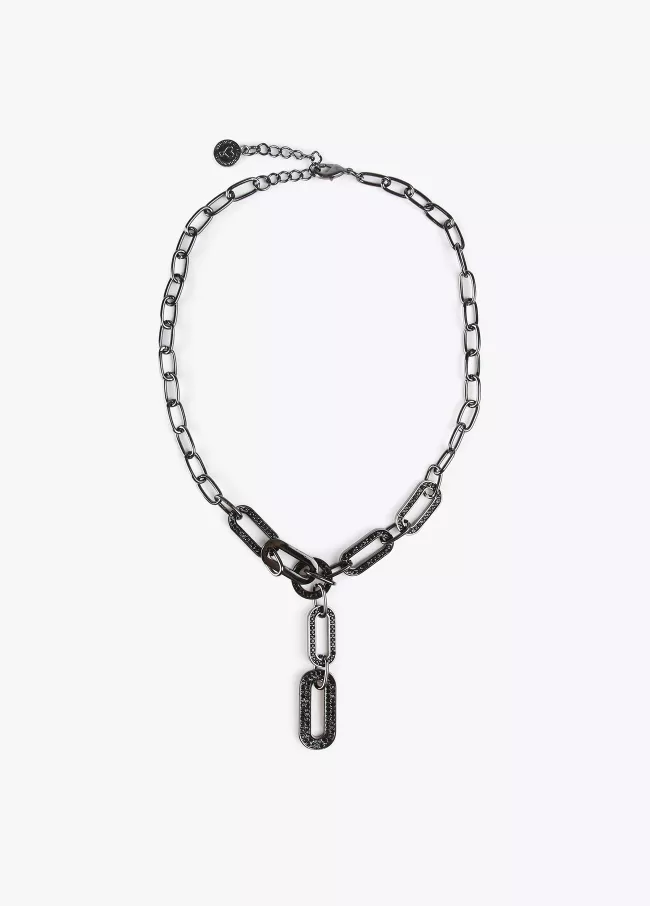 Collier court maillons avec strass