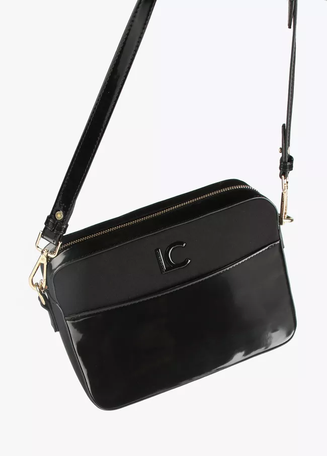 Laminated effect crossbody bag