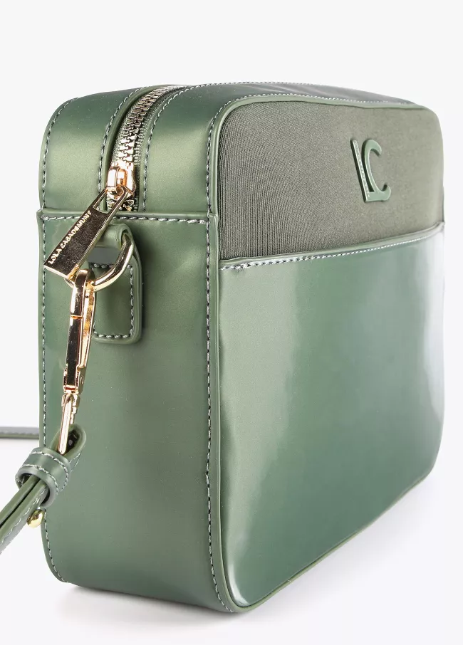 Laminated effect crossbody bag