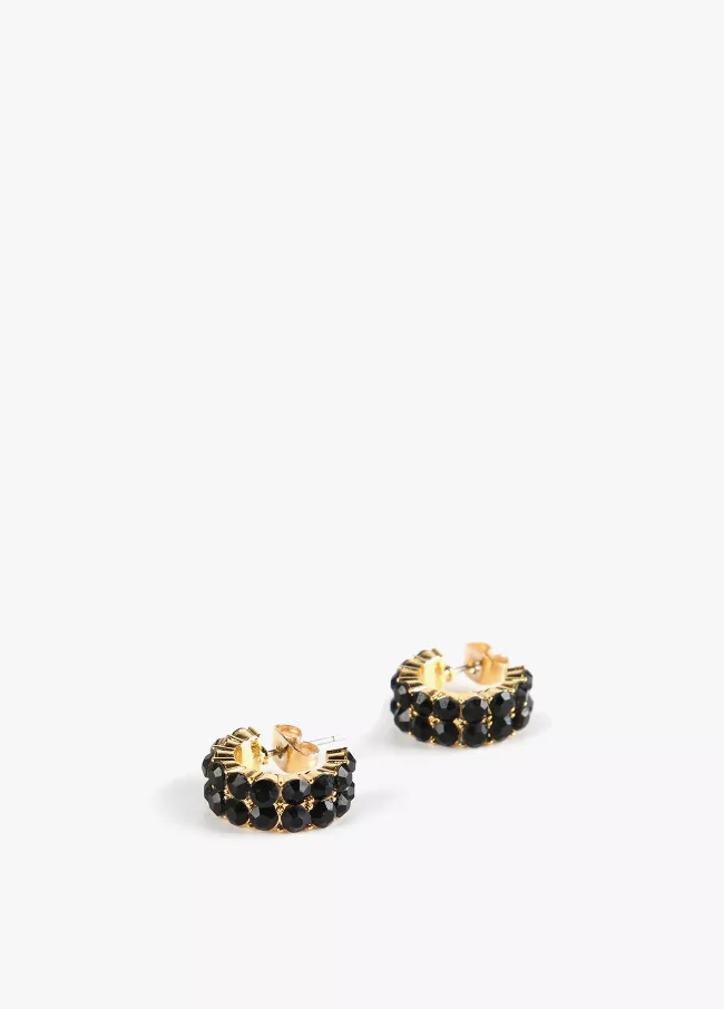 Hoop earrings with multicoloured crystal