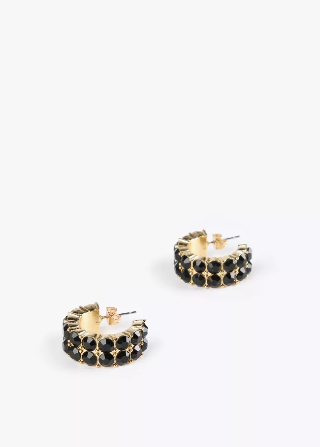 Hoop earrings with multicoloured crystal