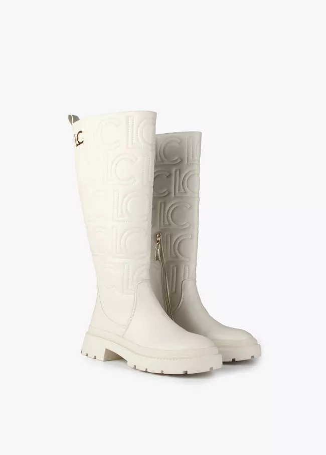 Logo knee-high boots
