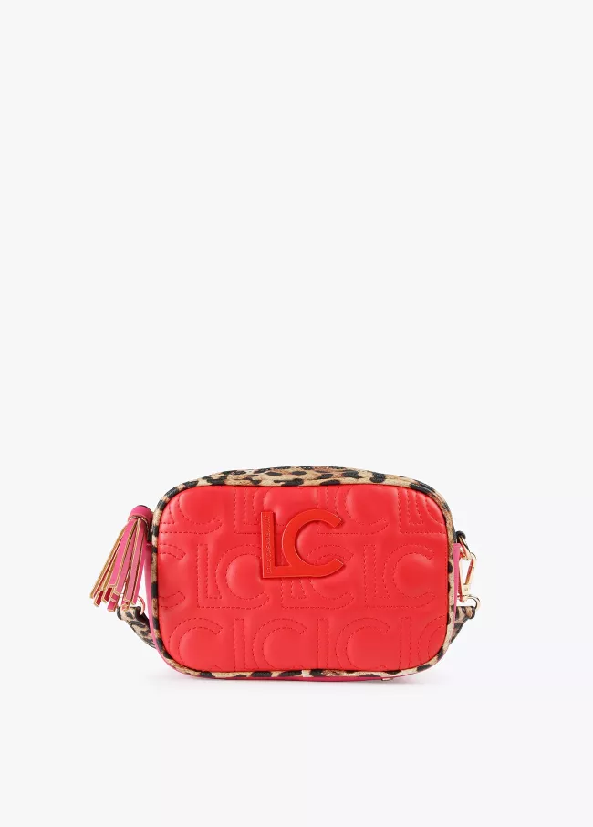 Mala a tiracolo bicolor com animal print