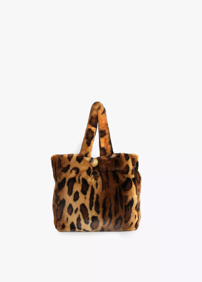Sac cabas en fourrure imprimé animal