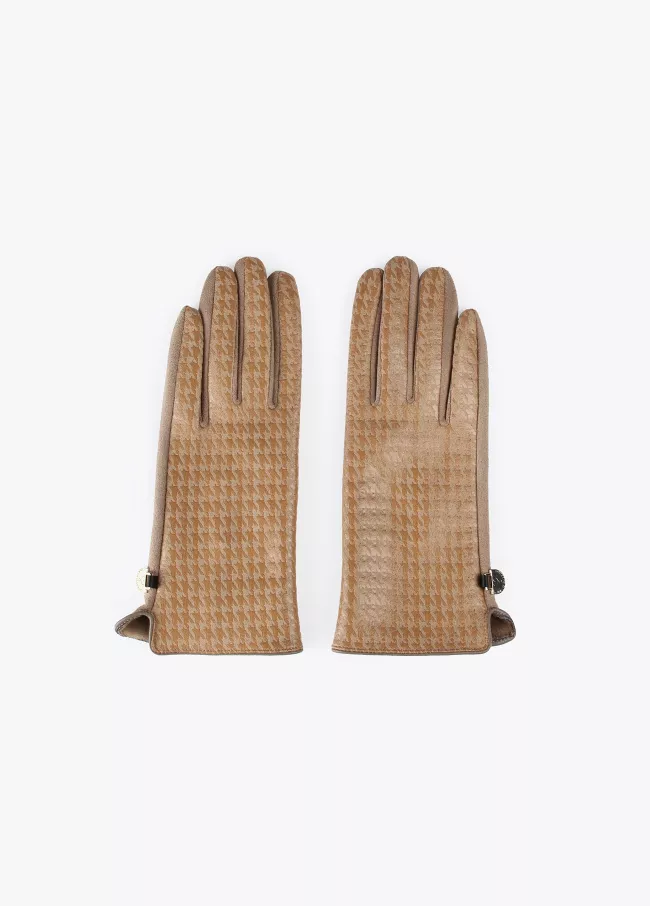 Gants motif pied-de-poule