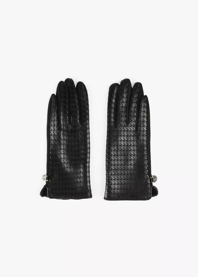 Gants motif pied-de-poule