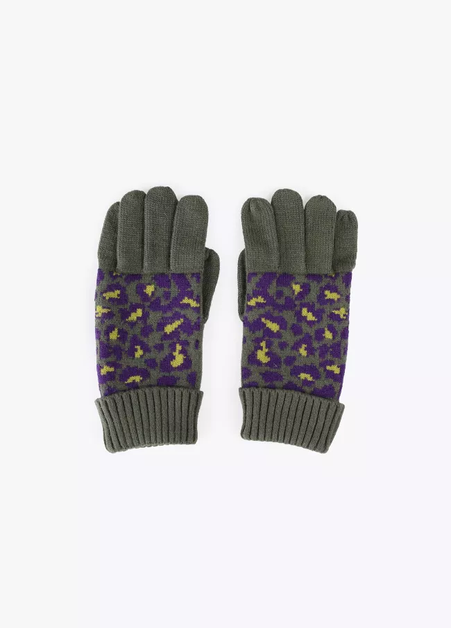 Luvas animal print bicolor