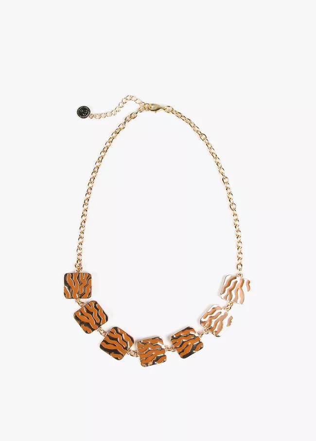 Collar corto cuadrados animal print