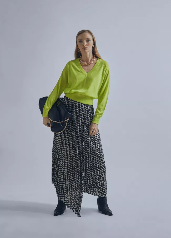 Pleated midi skirt