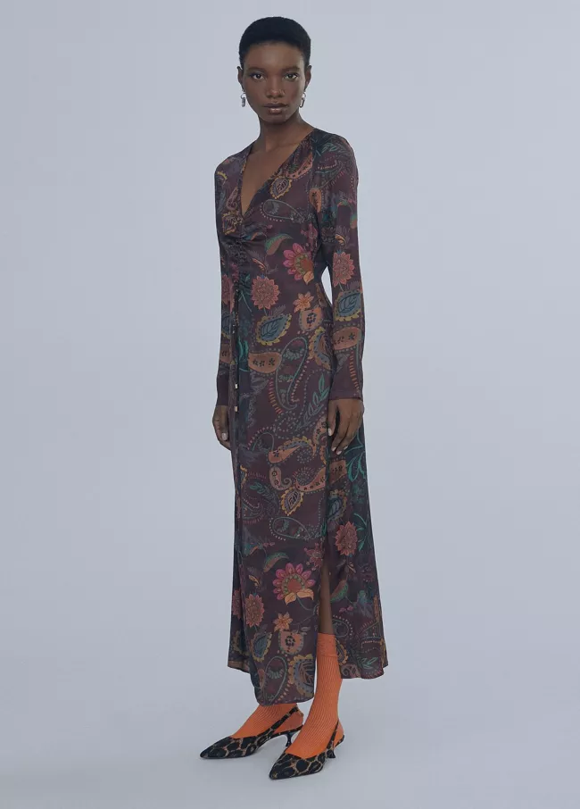 Vestido midi estampado paisley
