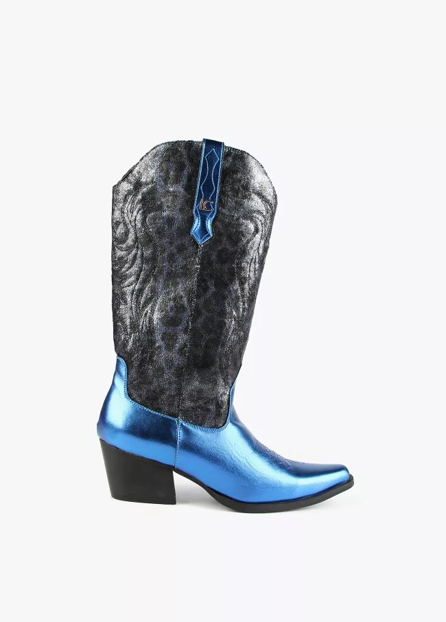 Cowboystiefel mit metallisiertem Animal