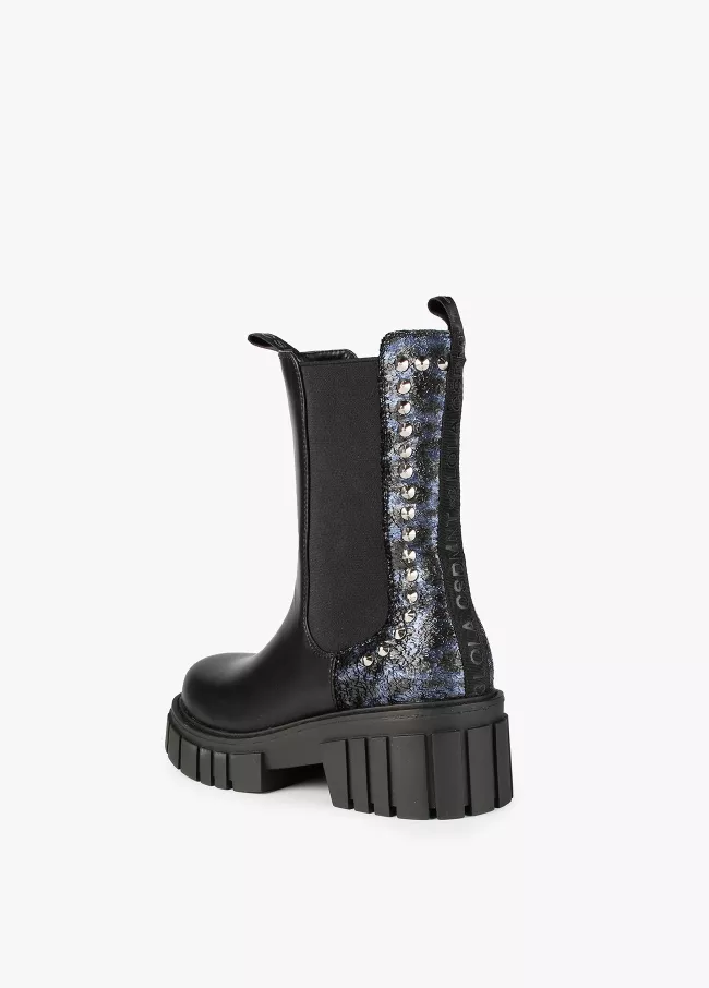 Bottines motard léopard et clous