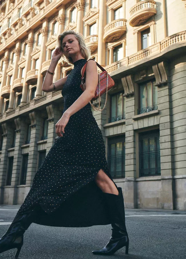 Strickkleid mit Perkinskragen