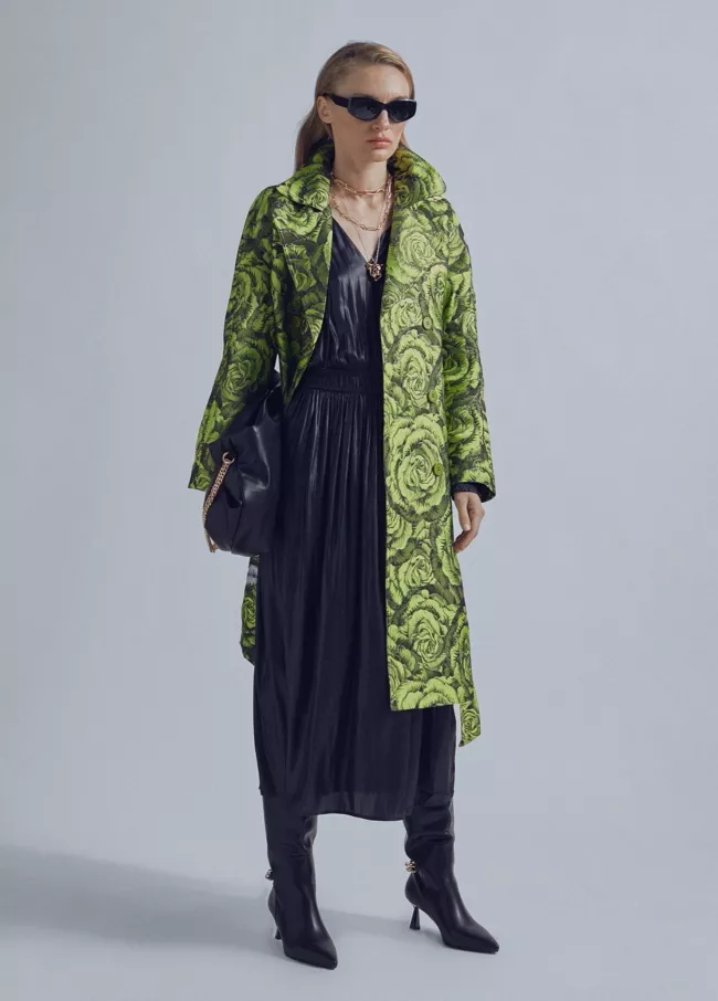 Metallic trench coat