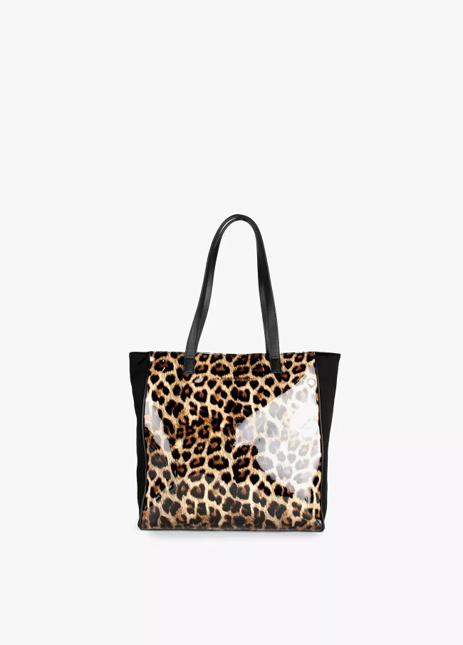 Shopper aus Lackleder mit Animal Print