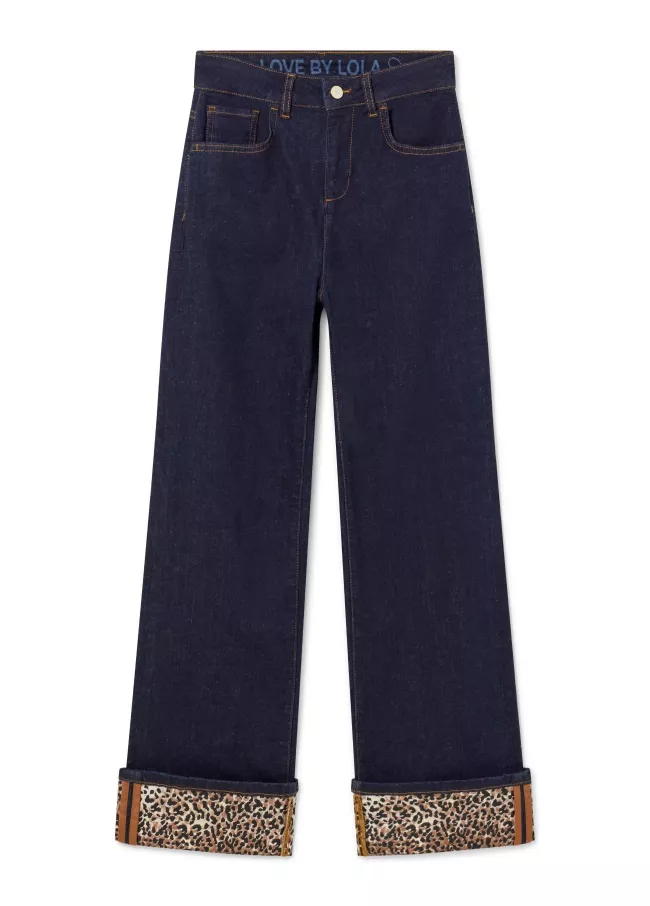 Low rise animal print jeans