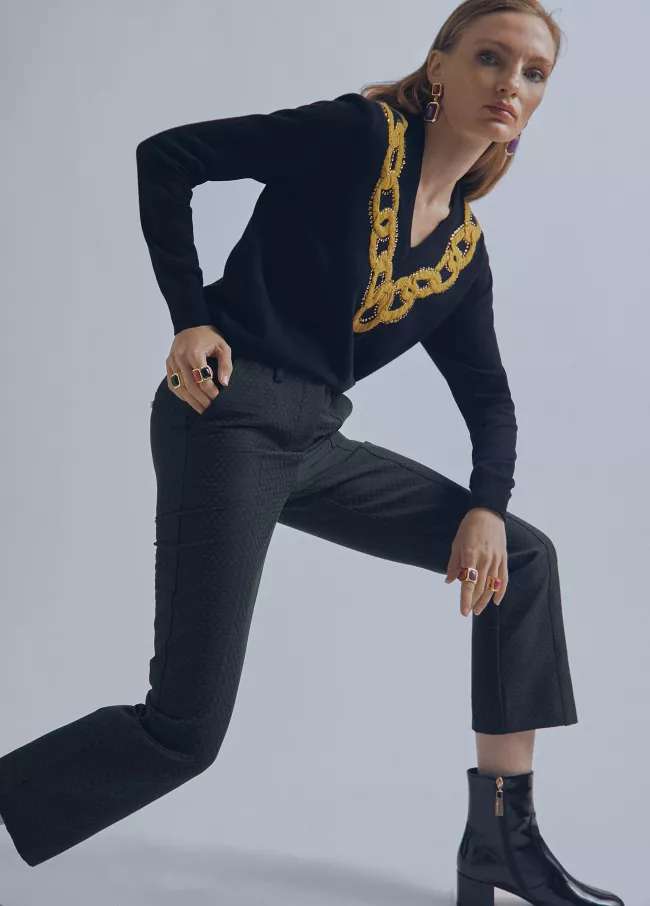 Chain jacquard sweater