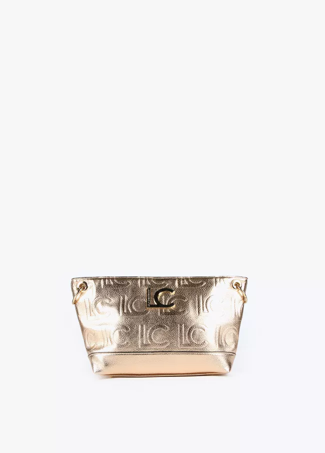 Sac besace monogramme métallisé