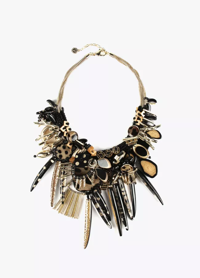 Collier multi-perles en verre style afri